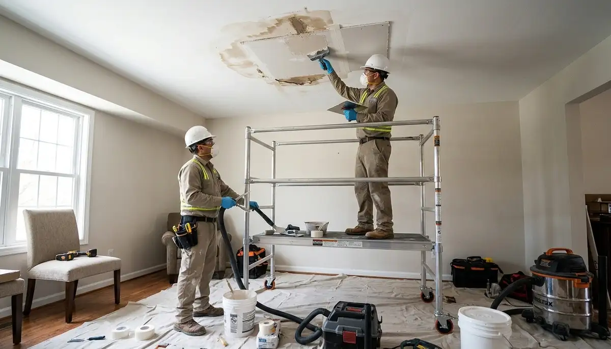 Ceiling water damage repair in Clarksville, TN for stains, sagging, and hidden moisture