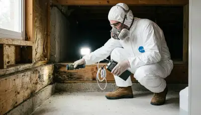 Mold inspection technician assessing a Clarksville, TN home for hidden mold and water damage